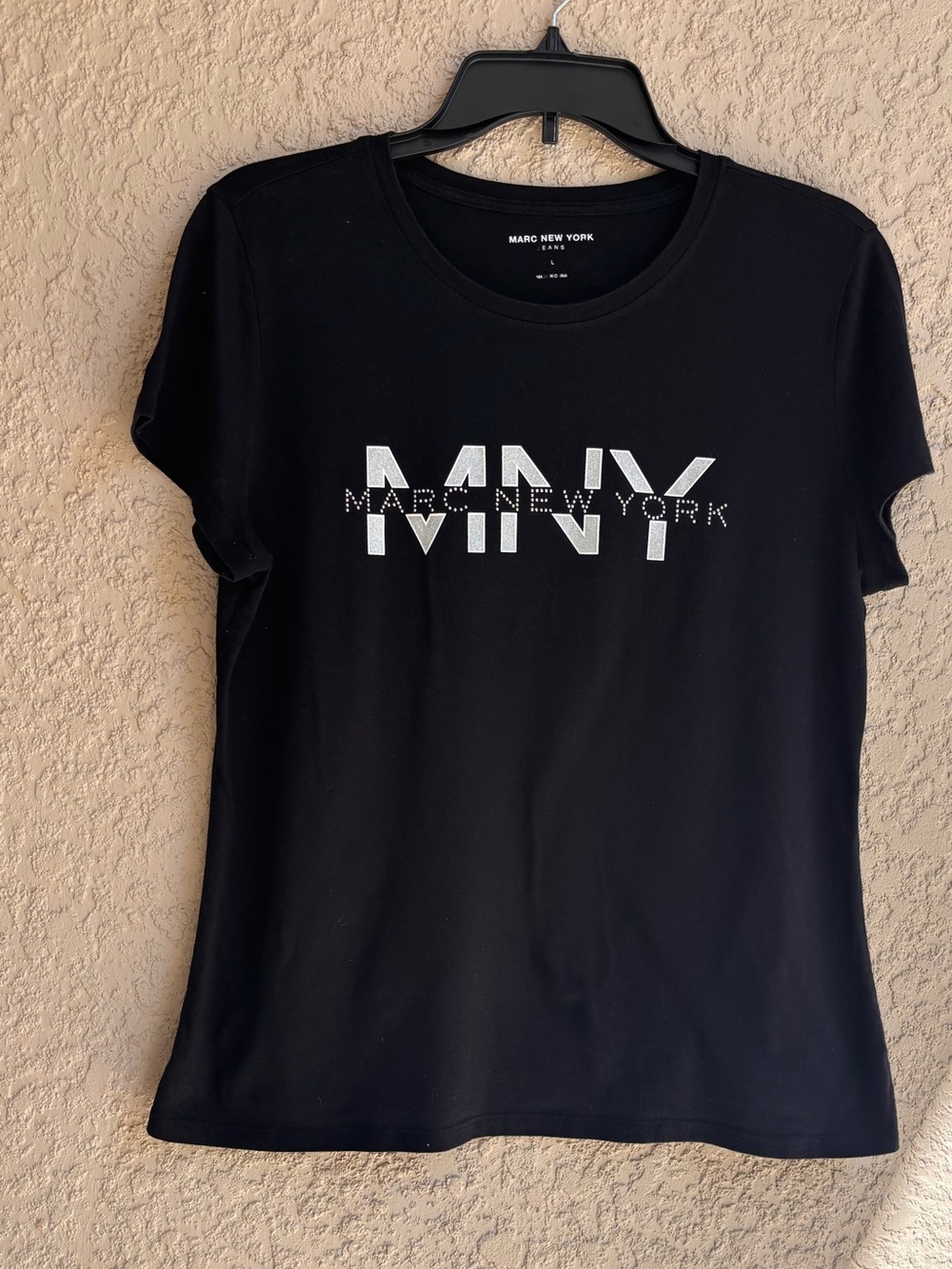 Marc New York Black Tee with Silver Logo